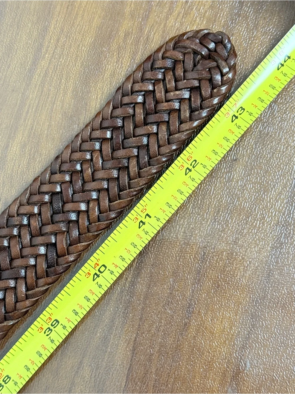 Polo Ralph Lauren Men’s Woven Brown Leather Belt with Tarnished Brass Buckle 36